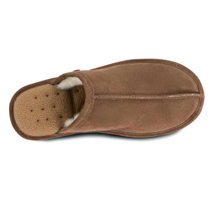 Isotoner Mens Real Suede Mule Slipper Tan Extra Image 4